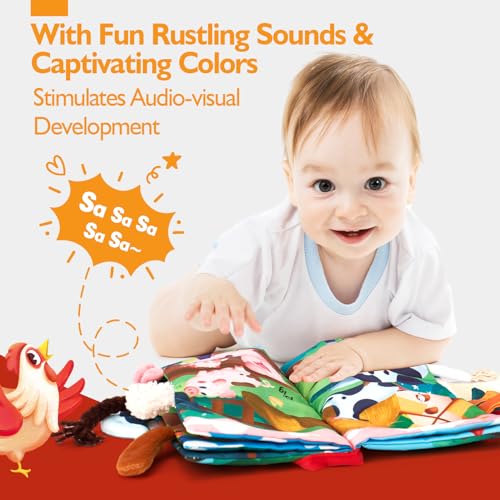 hahaland Baby Book Toys Babies 0 3 6 Months, Soft Fabric Book for Babies 6-12 Months, Animals Soft Sensory Activity Book for Newborn Babies