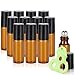 Olilia 5ml Amber Glass Essential Oils Roller Bottles with Stainless Steel Ball 12 Pack, Essential Oils Key included