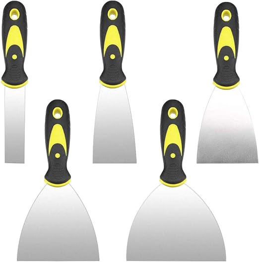 Kbnian 6 Pcs Putty Scraper Stainless Carbon Steel Heavy Duty Paint