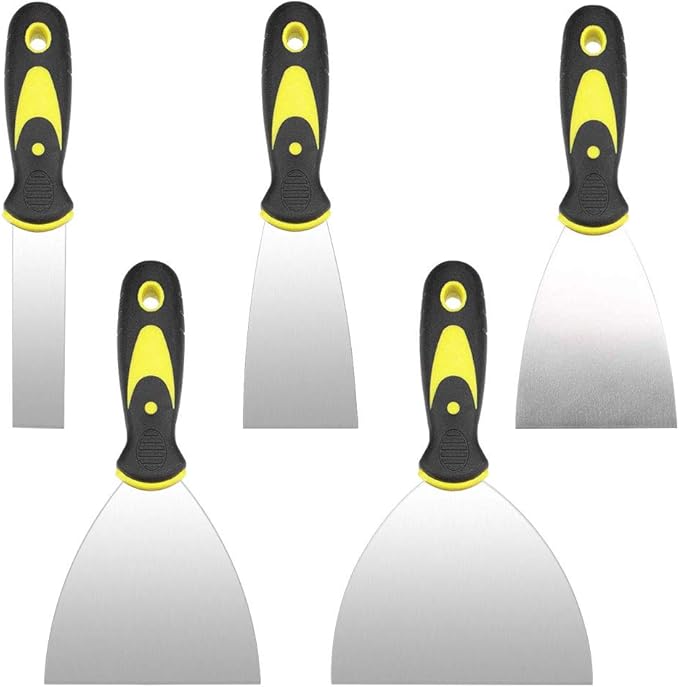 Kbnian 6 Pcs Putty Scraper Stainless Carbon Steel Heavy Duty Paint Remover Scraper Tool Width 1