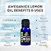 Aweganics Pure Lemon Oil USDA Organic Essential Oils, Premium Citrus Limon 100% Pure Natural Therapeutic-Grade, Best Aromatherapy Scented-Oils for Diffuser, Skin, Face, Bath, Hair 10 ML MSRP $14.99
