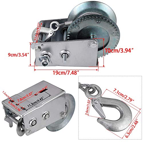 ALAVENTE Hand Winch Crank Cable 3500lbs, Heavy Duty Gear Winch for RV Trailer, Boat or ATV (Steel) - Image 4