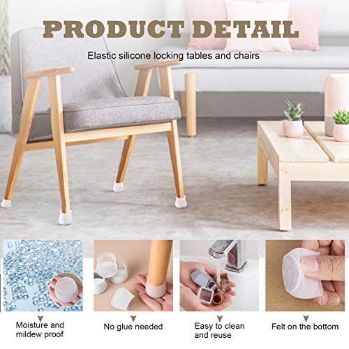 20pcs Felt Bottom Chair Leg Covers,Soft Silicone Furniture Foot Protector Pads,Free Move Table Leg Covers,chair Leg Caps Silicone Floor Protector,Stool Leg Caps To Prevent Floor Scratches Reduce Noise