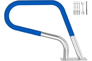 AIYCHEN Pool Handrails for Inground Pool, 304 Stainless Steel 3-Bend Pool Rail 260Lbs Load Capacity for Inground Pools with Sturdy Welded Base Plate & Nylon Grip Cover for Inground Pool Steps (32x22.5inch)