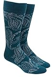 Platform Paisley Green Teal Men's Cotton Blend Dress Socks
