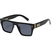 Locs Flat Top Metal Accent Sunglasses (Medium Fit) + Pouch | Includes microfiber pouch and activation card for product protection. Ideal for driving &amp; daily wear.