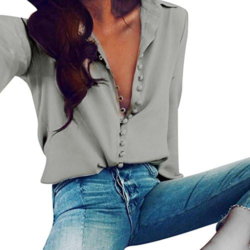 DAYSEVENTH Women Casual Solid Satin Clothes Long Sleeves Button Blouse Office Ladies Business Lapel Shirt