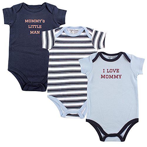 Luvable Friends Baby Sayings Bodysuit 3pk, Boy Mommy, 0-3 Months