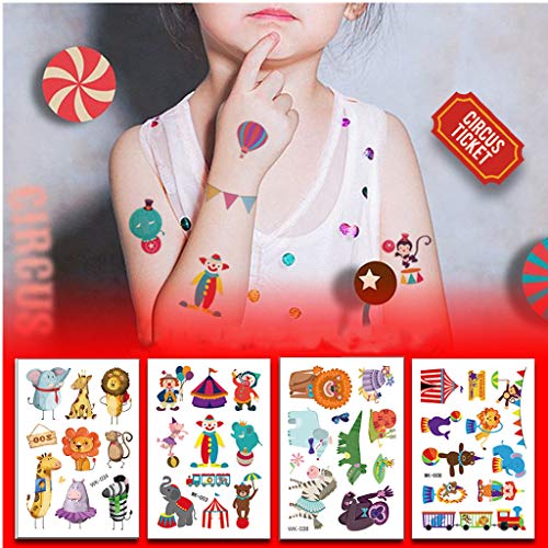 Temporary Tattoos for Kids, BUVE 240 + Design Kid Face Tattoos Pirate Shark Mermaids Spaceships Summer Tropical Party Favors Body Sticker for Boys Girls, 20 Sheet