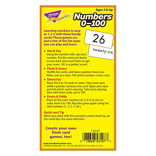 Trend Skill Drill Flash Cards, 3 x 6 Inches, Numbers, 0-100 (TEPT53107)
