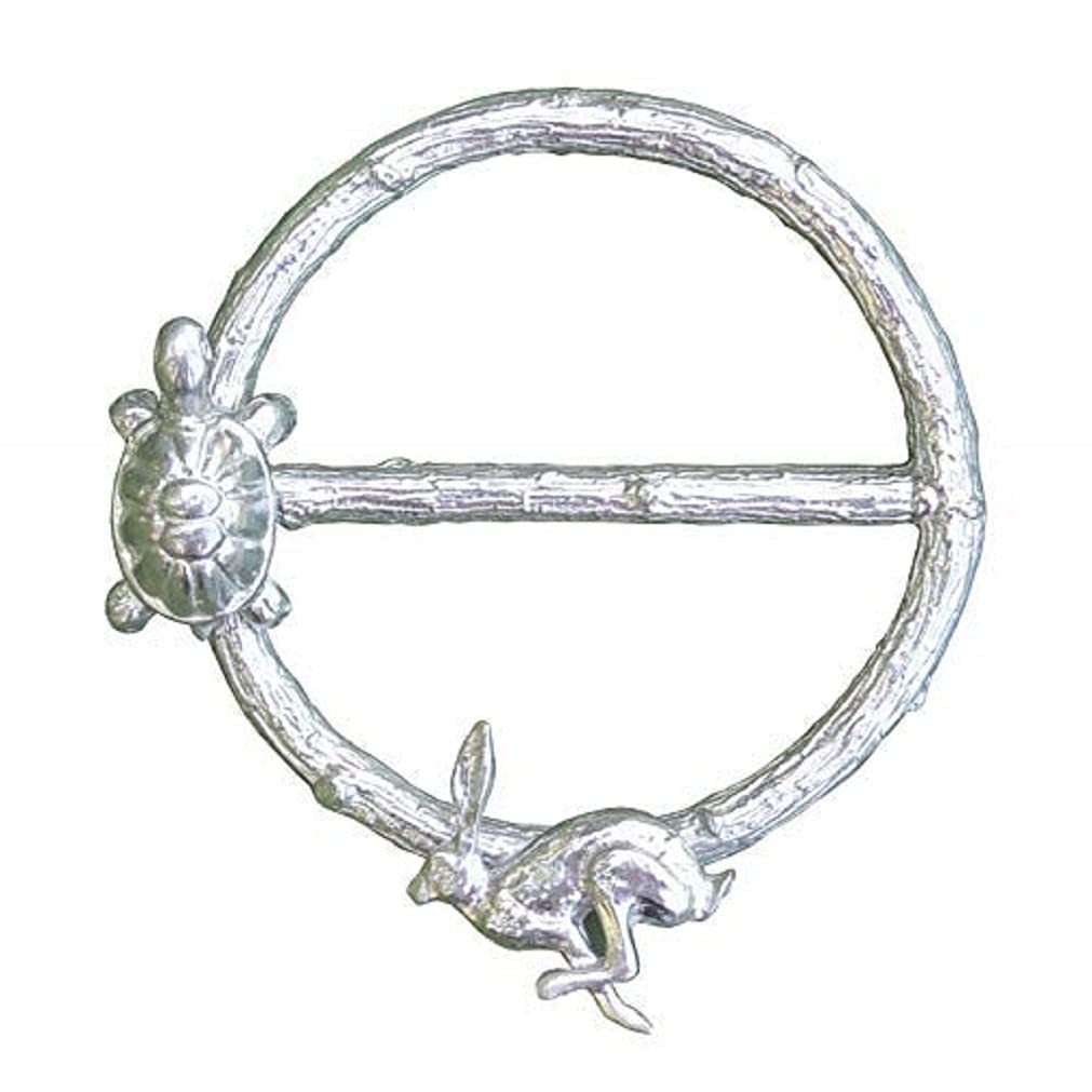 Hare and Tortoise Scarf Ring, Handcrafted in Fine Pewter, Symbolic Gift for Patience and Speed
