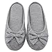 HomeTop Women’s Cozy Cashmere Cotton Closed Toe House Slippers with Cute Bow Accent (Medium / 7-8 B(M) US, Gray)