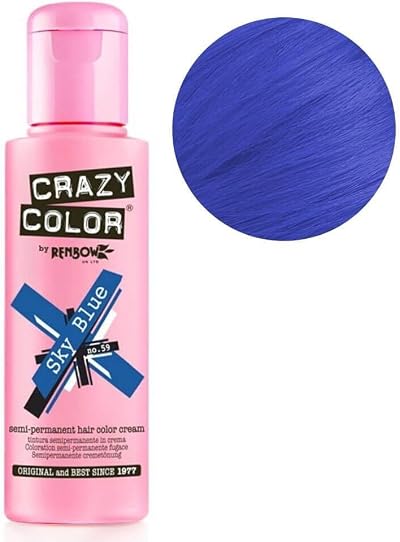 Crazy Color Sky Blue Semi-Permanent Hair Dye 100ml Renbow Sky Blue 59