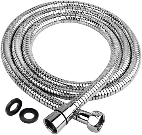 Shower Hose 2m, Long Shower Hose, Universal Replacement Stainless Steel Shower Pipe, Flexible Anti-Kink with 2 Washers - Chrome