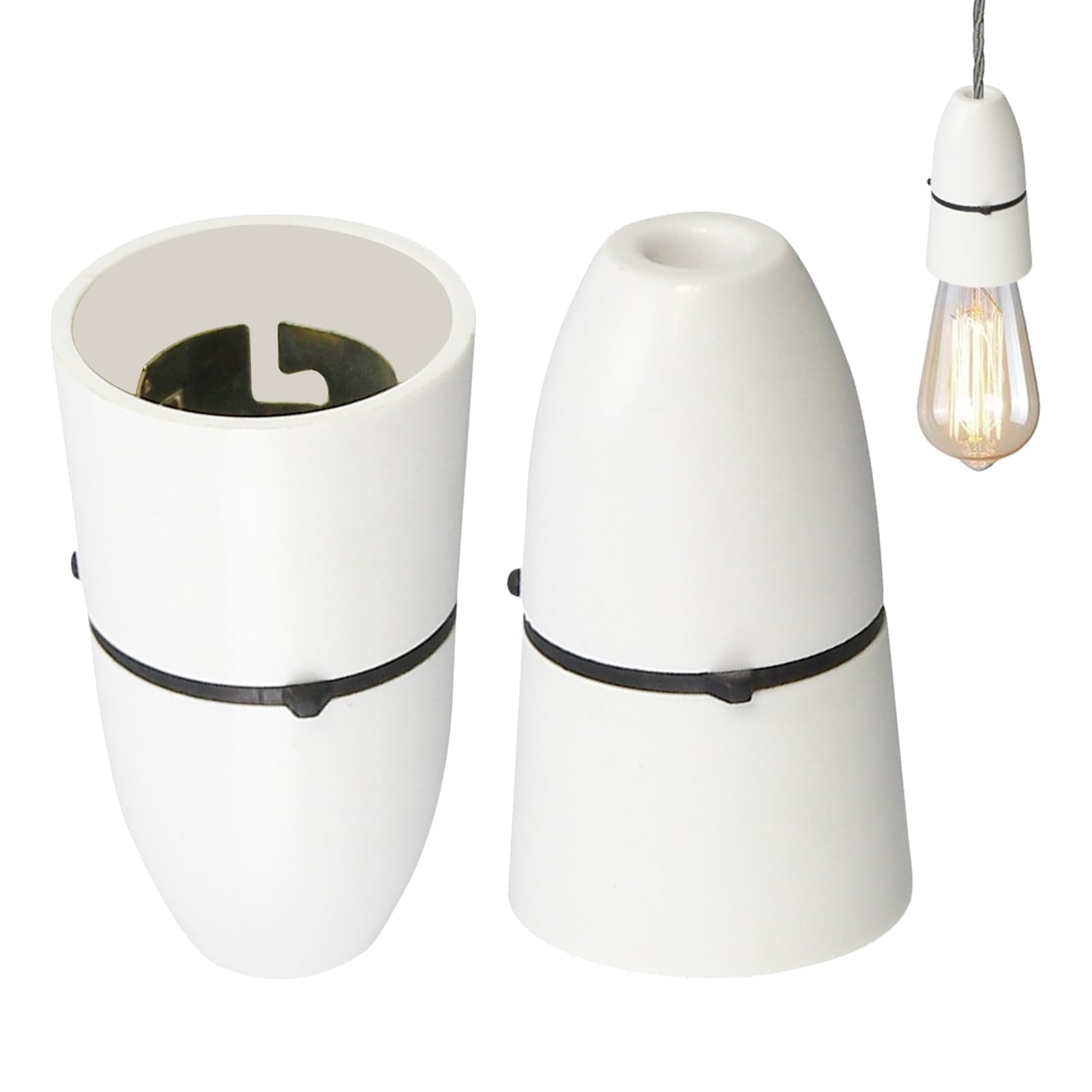2PCS B22 Pendant Lamp Holder White Ceiling Pendant Light Fitting Unswitched Bayonet Cap Lamp Holder