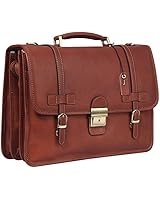 Banuce Vintage Leather Tote Briefcase Messenger Bag 14 inch Laptop Bag Attache Case
