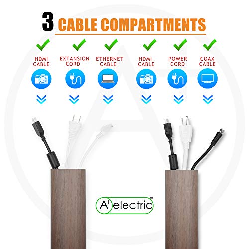 TV Cable Raceway Wall Floor Cord Cover Natural Walnut Cable Concealer