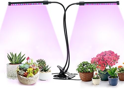 Grow Light Plant Grow Lamp, ZONYIN Dual Head 48 LED Timing Grow Lights 10W 4 Dimmable Levels Adjustable 360 Degree Gooseneck 3/6/12H Timer for Indoor Plants Hydroponics Greenhouse Gardening, Black