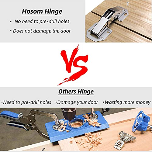 HOSOM 8Pack Concealed Hinges, Hidden Hinges for Doors