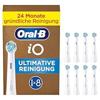Oral-B iO Ultimative Reinigung Aufsteckbürsten — ORIGINAL Zahnbürstenaufsatz für Elektrische Oral-B iO Zahnbürsten — Ersatzbürsten, Bürstenköpfe für Tiefenreinigung & Plaqueentfernung — Weiß, 8 Stück