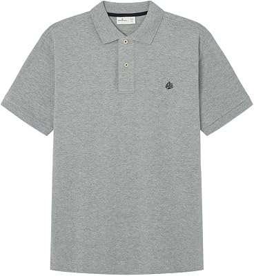 Basic-Poloshirt aus Piqué, Regular Fit, gesticktes Baum-Logo für Herren, Grau Melange, S