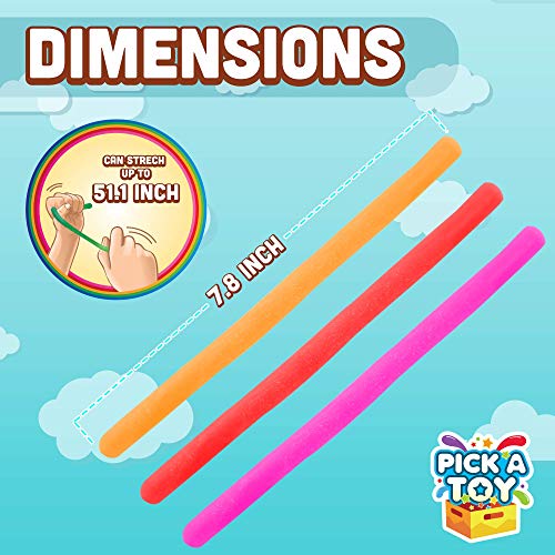 Pick A Toy Stretchy String Fidget Sensory Toys (6-Pack) Thin, Super Colorful, and Latex-Free | Pull, Stretch, Wrap, and Squeeze | Help Relieve Stress, Find Focus, Promote Calm - Thumbnail 6