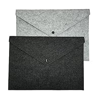 ERCENTURY Felt File Folder, Durable Briefcase, Document Bag, Paper File Folders, Portfolio Case, Letter Envelope, Handbag Button Closure, for Office Home School Stationery,Set of 2 (Dark & Light Grey)