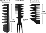 Lanjue 3-Piece Men's Styling Comb Set Black Pompadour Wide Tooth for Wet Curly view 3