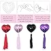 Senchanting Reusable Silicone Sequin Adhesive Nipple Cover Pasties Bra with Tassel-4 Pair(Black+Red+Purple+Pink)