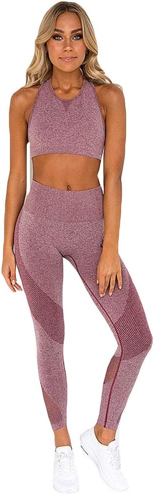 Hotexy Women's Workout Sets 2 Pieces Suits High Waisted Yoga Leggings with Stretch Sports Bra Gym Clothes