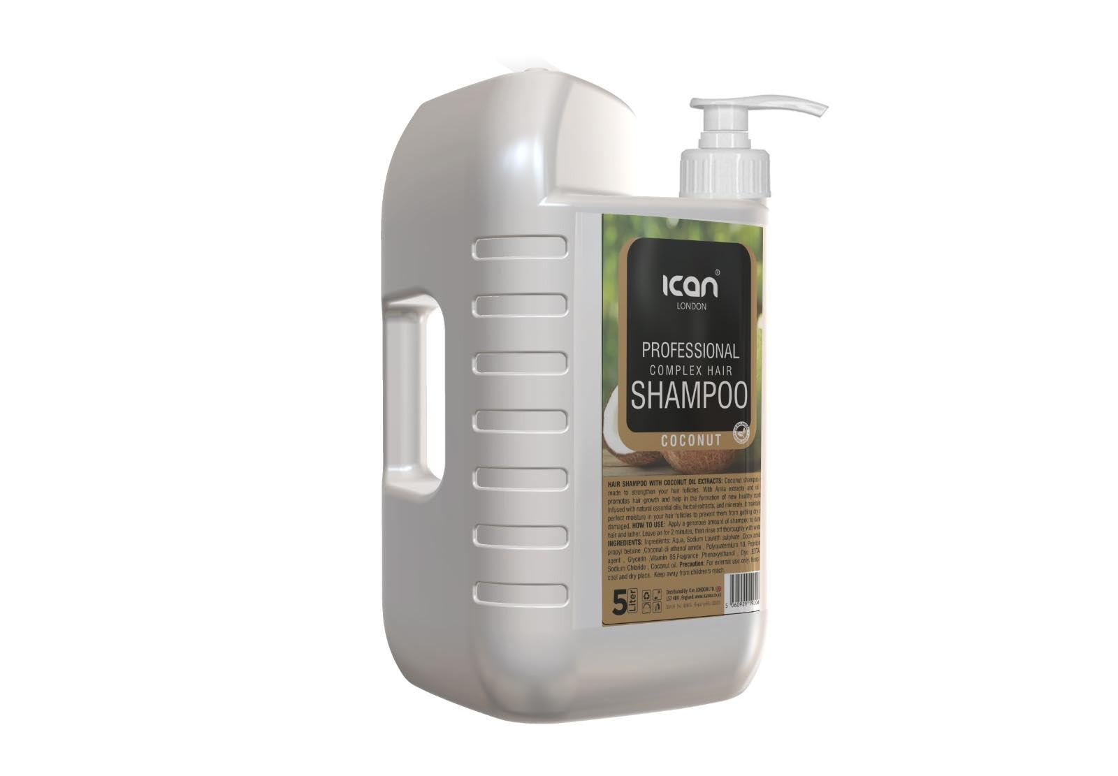 ICAN LONDON COCONUT OIL SHAMPOO SALON SIZE 5 LITRE GALLON - IMPROVED FORMULA