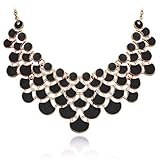 Jane Stone Best Selling Newest Fashion Necklace Magnetic Scaly Black Jewelery Vintage Openwork Bib Statement Fall Wedding Necklace(Fn0968-Black)