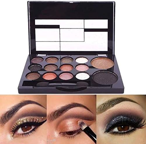 Lovely Women's Beauty Tool 12 Colors Glitter Eyeshadow with 2 Colors Blush &Brush Nude Eye Shadow Diamond Makeup Palette Perfect for Wedding,Party Makeup or Casual Makeup