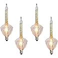 Doratale 4 Pack Christmas Bubble Lights Replacement Bulbs, 5W Clear Bubble Lights with Gold Glitter Liquid Great for C7 Outdoor Christmas Bubble String Lights, C7/E12 Candelabra Base, Gold Liquid
