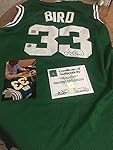 AUTOGRAPHED LARRY BIRD BOSTON CELTICS GREEN JERSEY CERTIFIED SIGNED FOR SSG SUPERSTAR GREETINGS AT A PRIVATE SIGNING