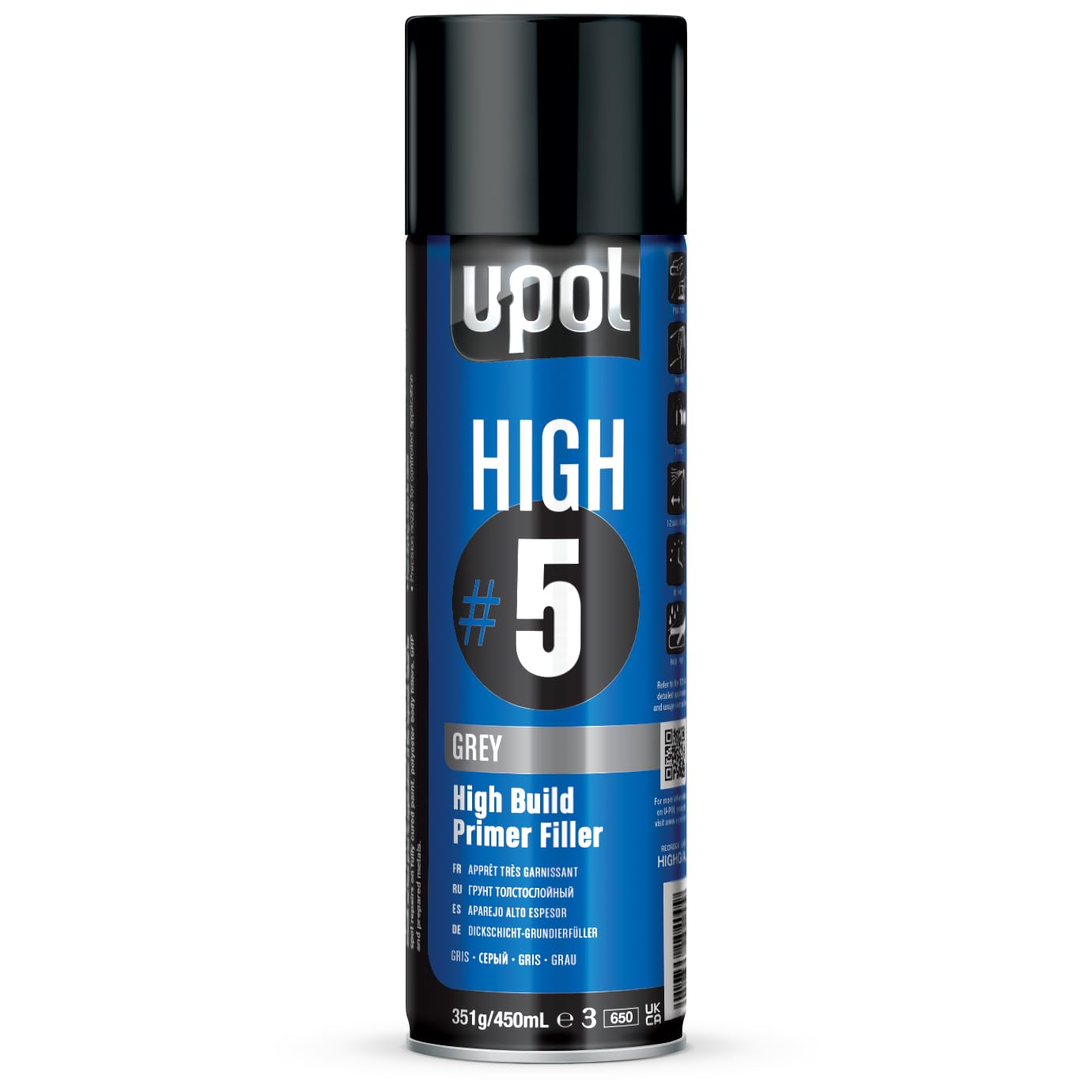 U-POL HIGHG/AL High5 Primer, 450 ml, Grey