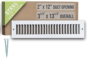 Fits 2x12 Duct Opening | Toe Kick Vent Cover by Handua | Cabinet Toe Kick Space Register Grille | HVAC Toe Space Vent Cover | Outer Dimensions: 3 3/8" X 13 3/8" | Off White