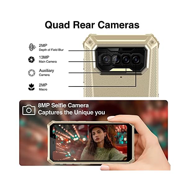 Rugged-Phones-IIIF150-B2021-4G-Dual-SIM-IP68-Waterproof-8000mAh-Unlocked-Smartphone-6GB-64GB-256GB-Extension-Android-10-586-inches-Quad-Camera-Mobile-Phones-FaceFingerprint-ID-NFC-GPS-Yellow F150 Outdoor Smartphone without Contract, 6GB+64GB, 256GB Expandable, 5.86'' HD Display, 8000 mAh Battery, Android 10…