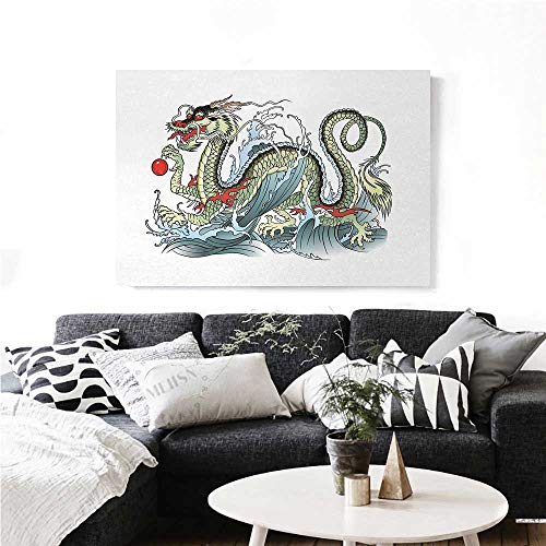 homehot Japanese Dragon Canvas Wall Art for Bedroom Home Dec