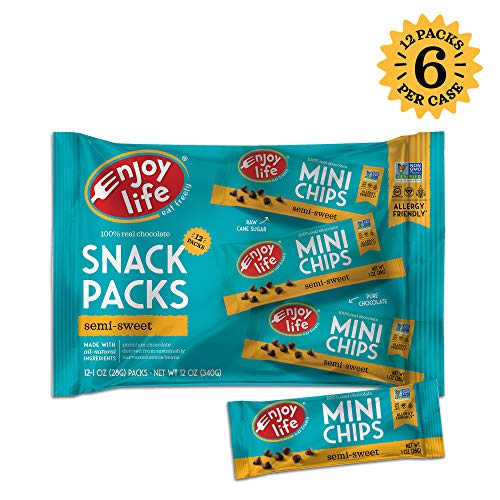 Enjoy Life Semi-Sweet, Dairy Free, Nut Free, Vegan Chocolate Chip Snack Packs, 12 Ounce (Pack of 6)