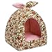 Hollypet Self-Warming 2 in 1 Foldable Comfortable Triangle Cat Bed Tent House, Creamythumb 1
