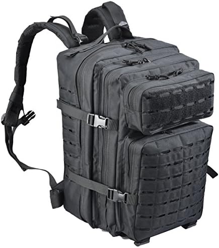 SUMX Military Tactical Backpack,Large 3 Day Expandable Waterproof Army Assault Pack Molle Bug Out Bag Rucksack Backpack for Hunting,Camping,Hiking&amp;Trekking-Black(45L)