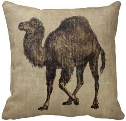 Decorative Cushion Cover Polyester Square Pillow Case 18 x 18 Inches Vintage Camel Pillow Cover