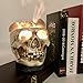 3D White Gray Grey Black Himalayan Salt Lamp Lights, Tatoo Halloween Skull Carved Statue Lamp Night Light with Himalayan Gray White Salt Chunks, Dimmer Switch Control with 1 Salt Candle Holder