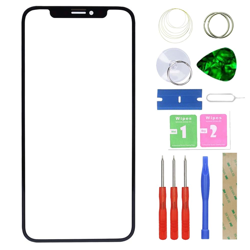 MovTEK Screen Replacement Front Glass +OCA compatible with iPhone X (No Touch and LCD Display) with Repair Kit -5.8"