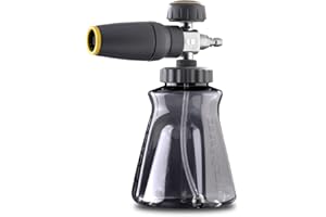 Active Foam Cannon with ¼ inch Quick Connector for Electric and Gas Pressure Washers. Wide-Mouth Bottle and Variable Spray to Generate Thick Snow Foam Spraying for Home DIY car wash & Detailing.
