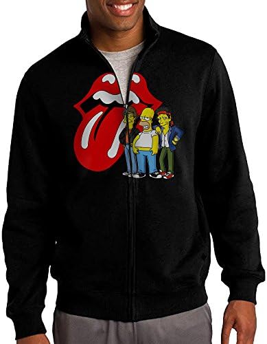 Mens The Simpsons Rolling Stones Logo Tongues Homer Simpson Mick Jagger Keith Richards Zipper Jacket Hoodie Sweatshirt