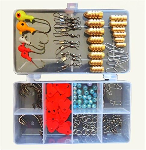 Smartonly 140Pcs Saltwater Freshwate Fishhook Fishing Hooks Fishing Jig Hooks Lead Swivels Fishing Tackle Accessories Fishing Hook Set