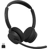 Jabra Evolve3 45 Wireless Bluetooth Headset with Mic, USB-C, MS Teams | Dual-Ear, USB-C Bluetooth Adapter, 21h Battery, Lightweight, Flip-to-Mute Mic Arm, Microsoft Teams, Black