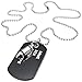 INBLUE Men's Alloy Pendant Necklace Silver Tone Black Bullet Dog Tag Army Name Tribal 27 Inch Chain